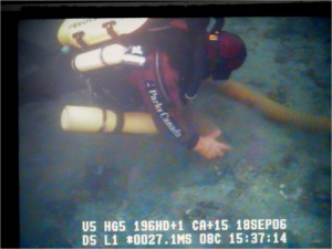 diver-on-bottom-huxley Parks Canada Underwater Archaeologist at Section Cove, 2006