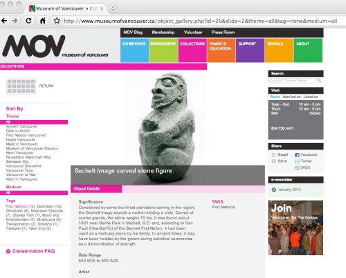 Sechelt Image in its new environment at the Vancouver Museum.