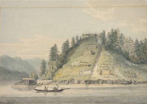Village of the Friendly Indians near Bute's Canal.  Watercolour by William Alexander.  Source: University of Illinois.
