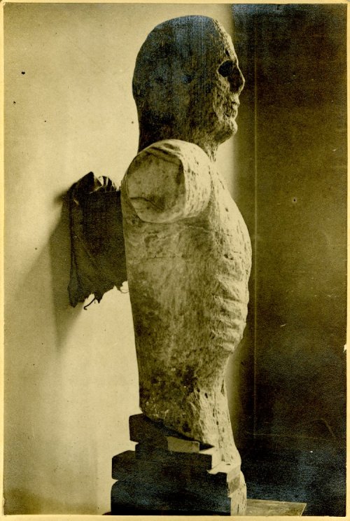 The giant of Happy Valley Esquivalt(?) [sic].  Sent to Professor Flower at Nat Hist Mus and returned to the owner Left McCallum. Source: British Museum.