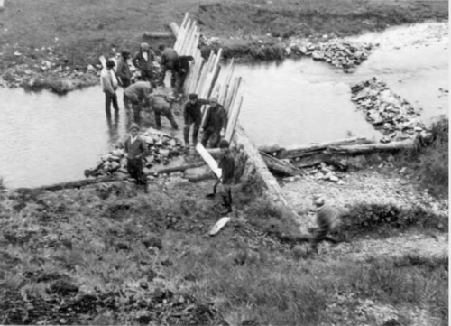 "The Natives have been busy erecting a fish trap" reads the slightly condescending title. Nikolski, Aleutians, ca. 1938. Source: http://vilda.alaska.edu/cdm/singleitem/collection/cdmg13/id/7678/rec/38