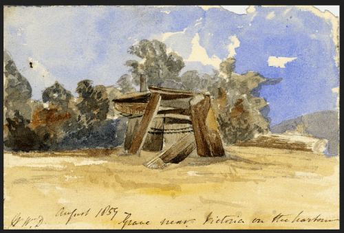  Grave near Victoria on the harbour, 1859, by William Tyrwhitt-Drake.  Source: British Museum. Click for their record and verso.