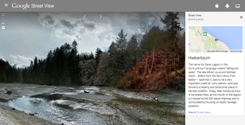 Hwkwitsum (Davis Lagoon) on Google Street View. Screenshot from Google. Click to visit site.