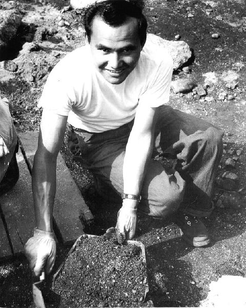 As a young man, Andrew C. Charles, of Musqueam, worked with archaeologist Charles Borden, excavating the at c̓əsnaʔəm in 1955.
