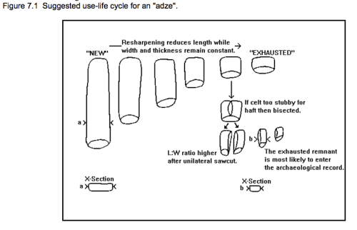 Schematic of use-life history for adzes. Source: qmackie MA thesis.